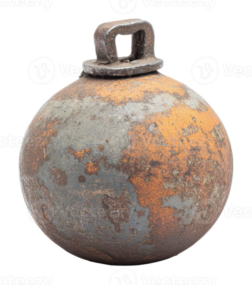 Old rusty iron ball used in outdoor activities png