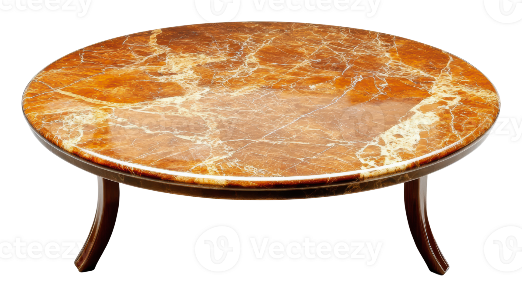 Coffee table with marble top and wooden legs png