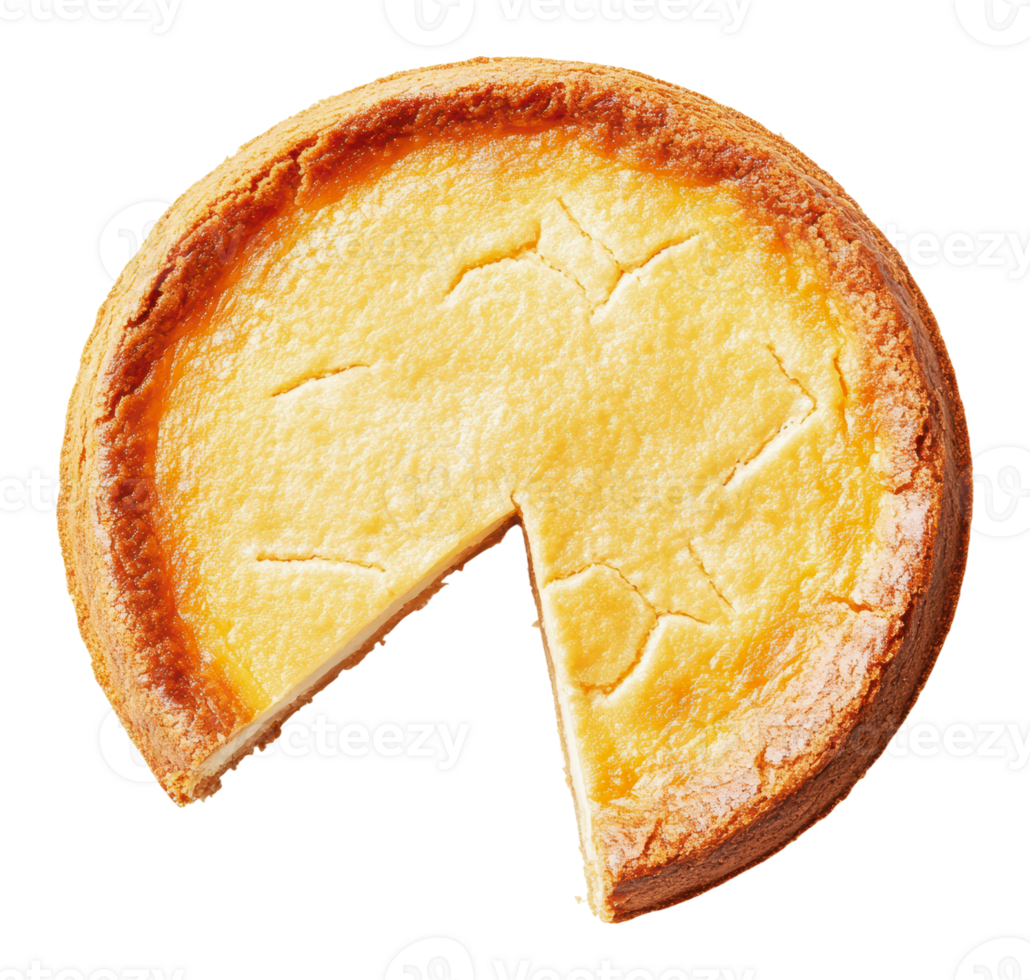 Delicious slice of homemade cheesecake on display png