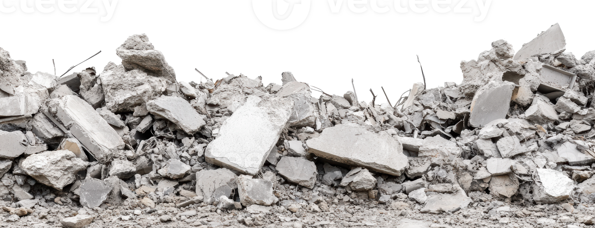 Construction debris scattered in urban area png