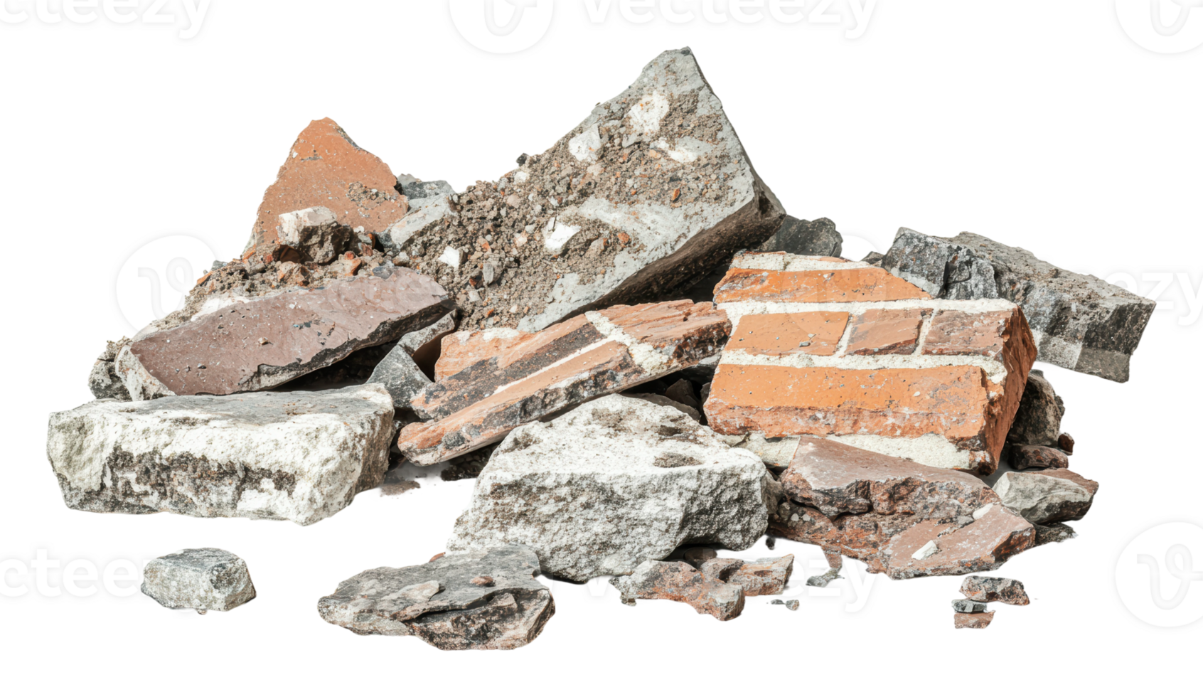 Pile of construction debris on white background png