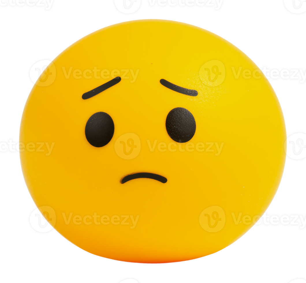 Squeezable yellow emoji with a sad expression png