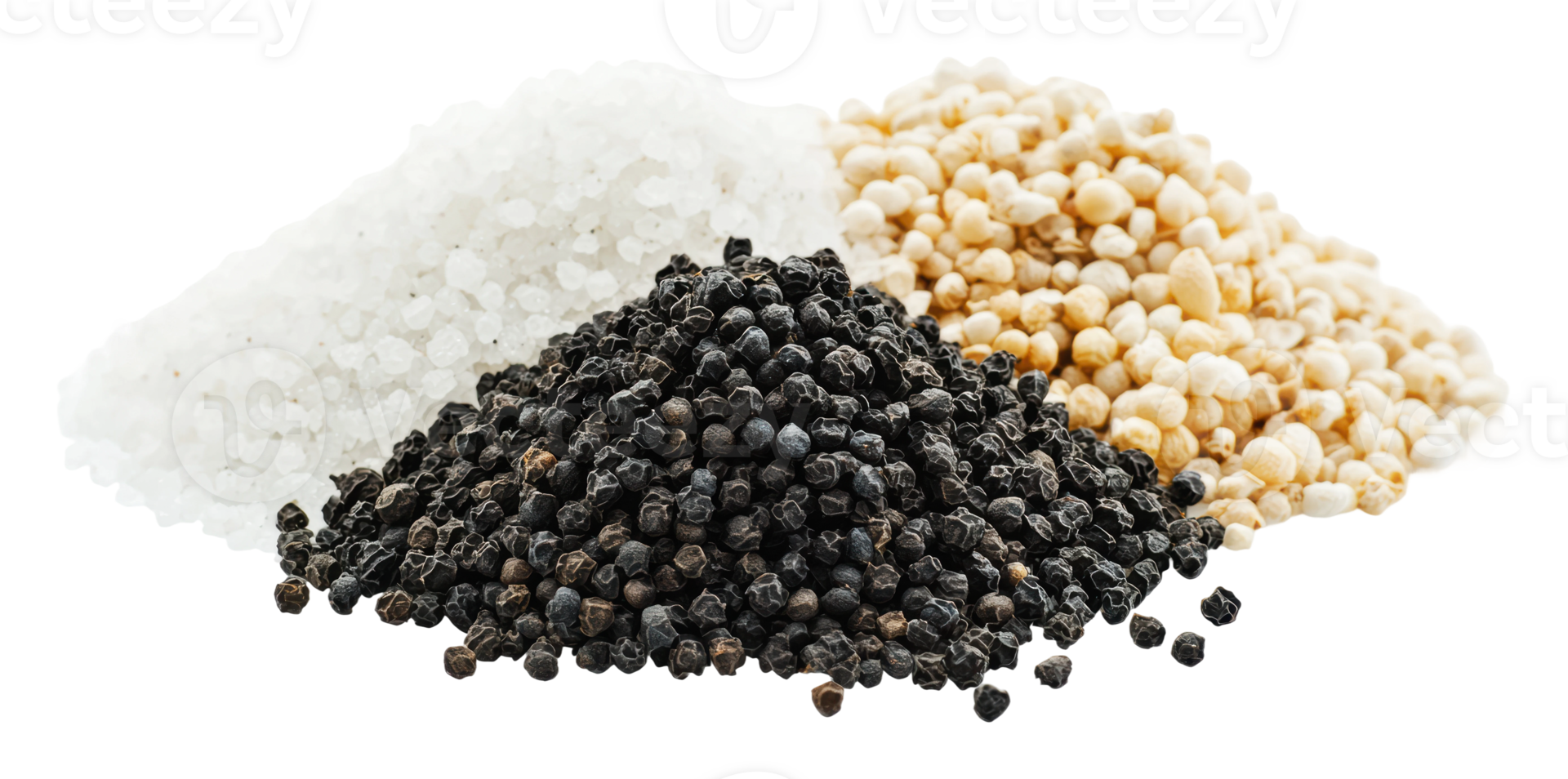 Different salts and peppers on white png