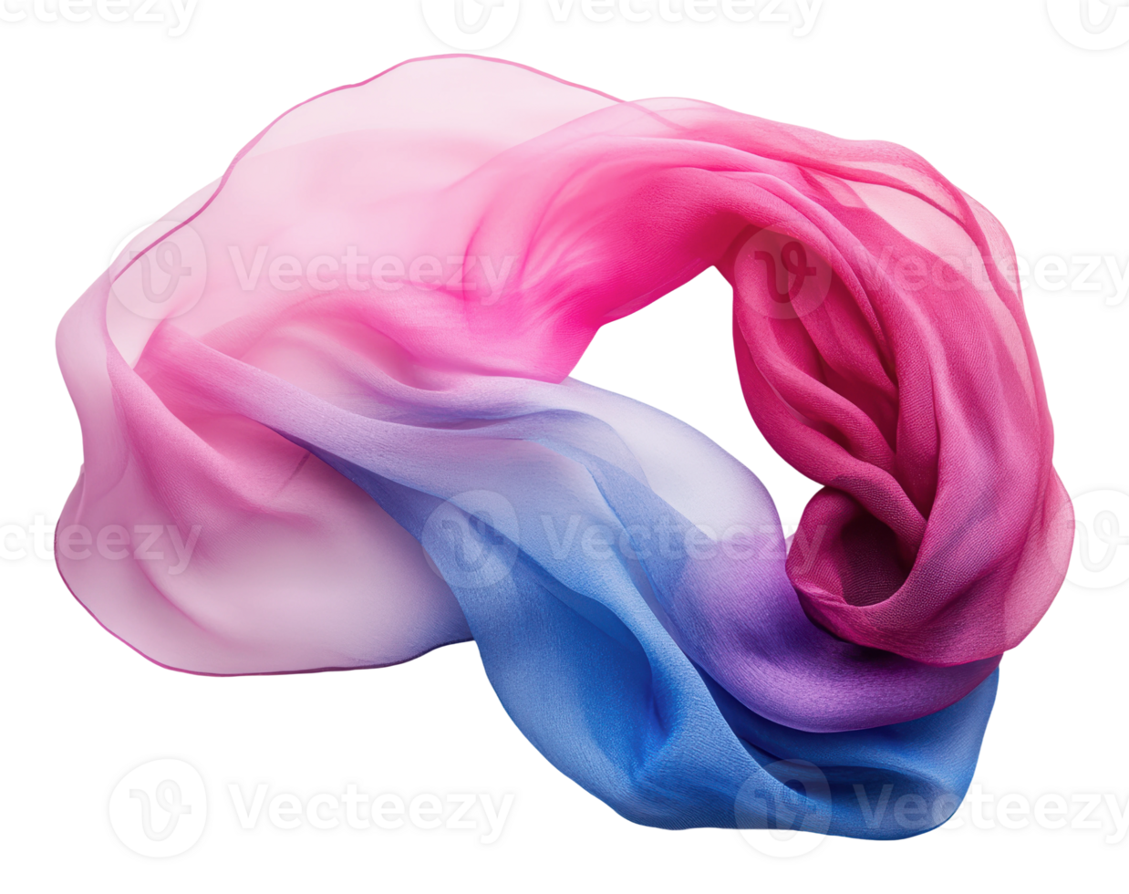 Elegant silk scarf in vibrant gradient colors png