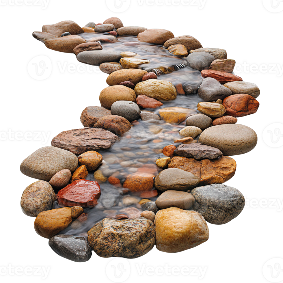 Dynamic Creek Flowing Between Smooth Rounded Rocks png