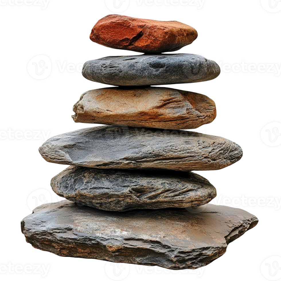 Stone Cairn Crafted with Uneven Rocks Isolated on Transparent Background png