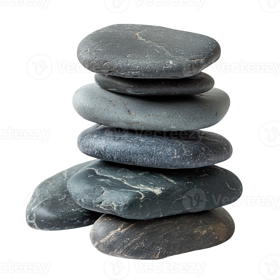 Serene Pile of Smooth Flat Stones Isolated on Transparent Background png