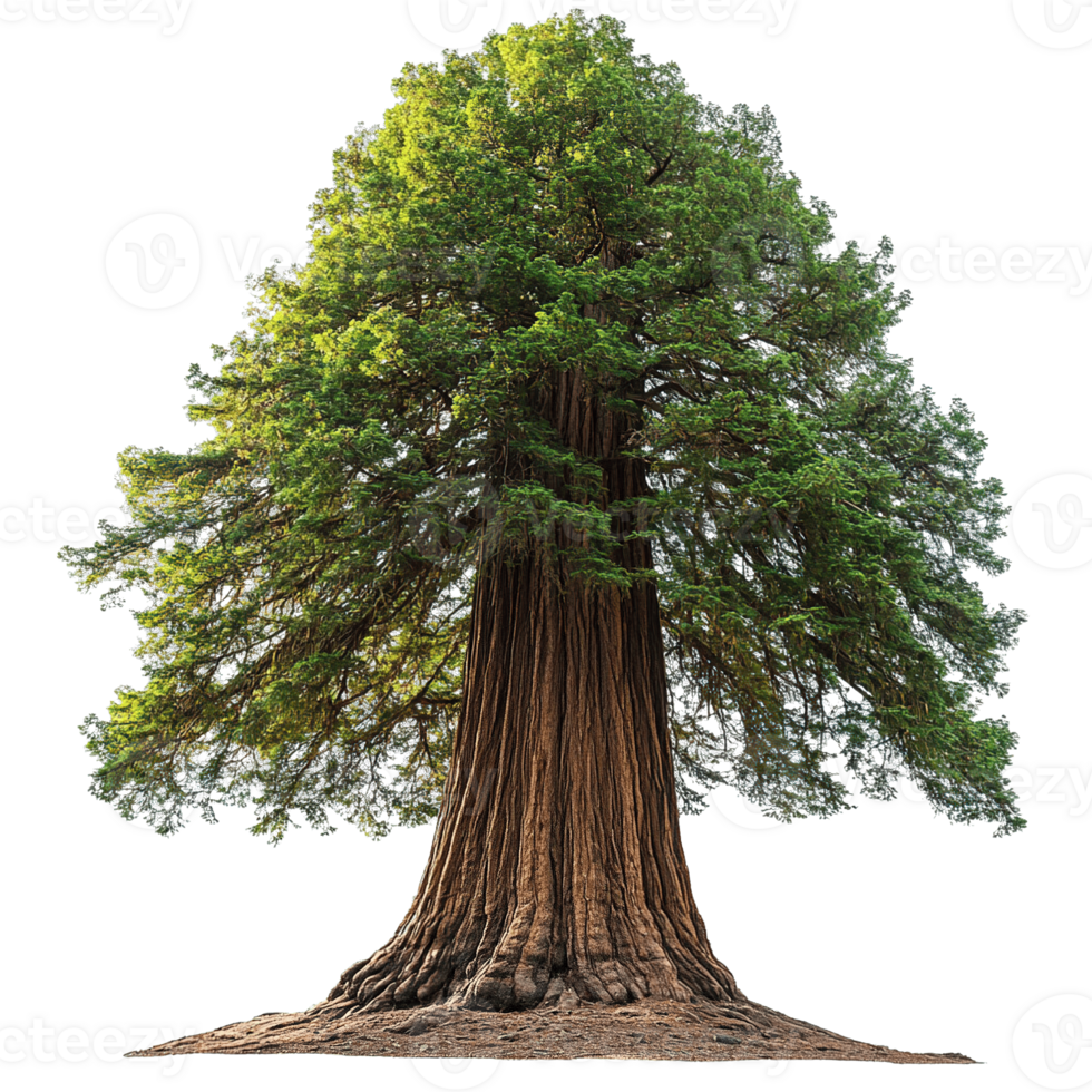 Majestic Redwood Tree with Thick Trunk and Lush Green Canopy on Transparent Background png