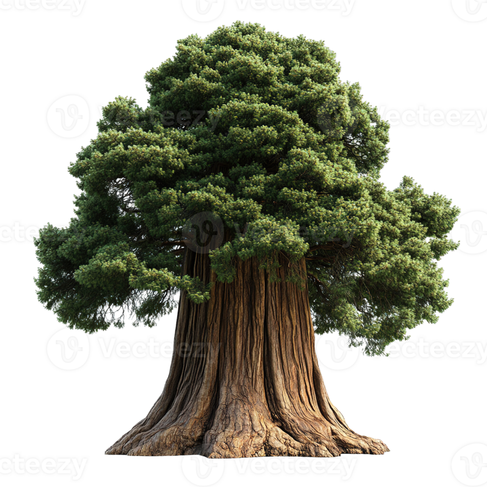 Ancient Redwood Tree with Expansive Green Canopy Isolated on Transparent Background png