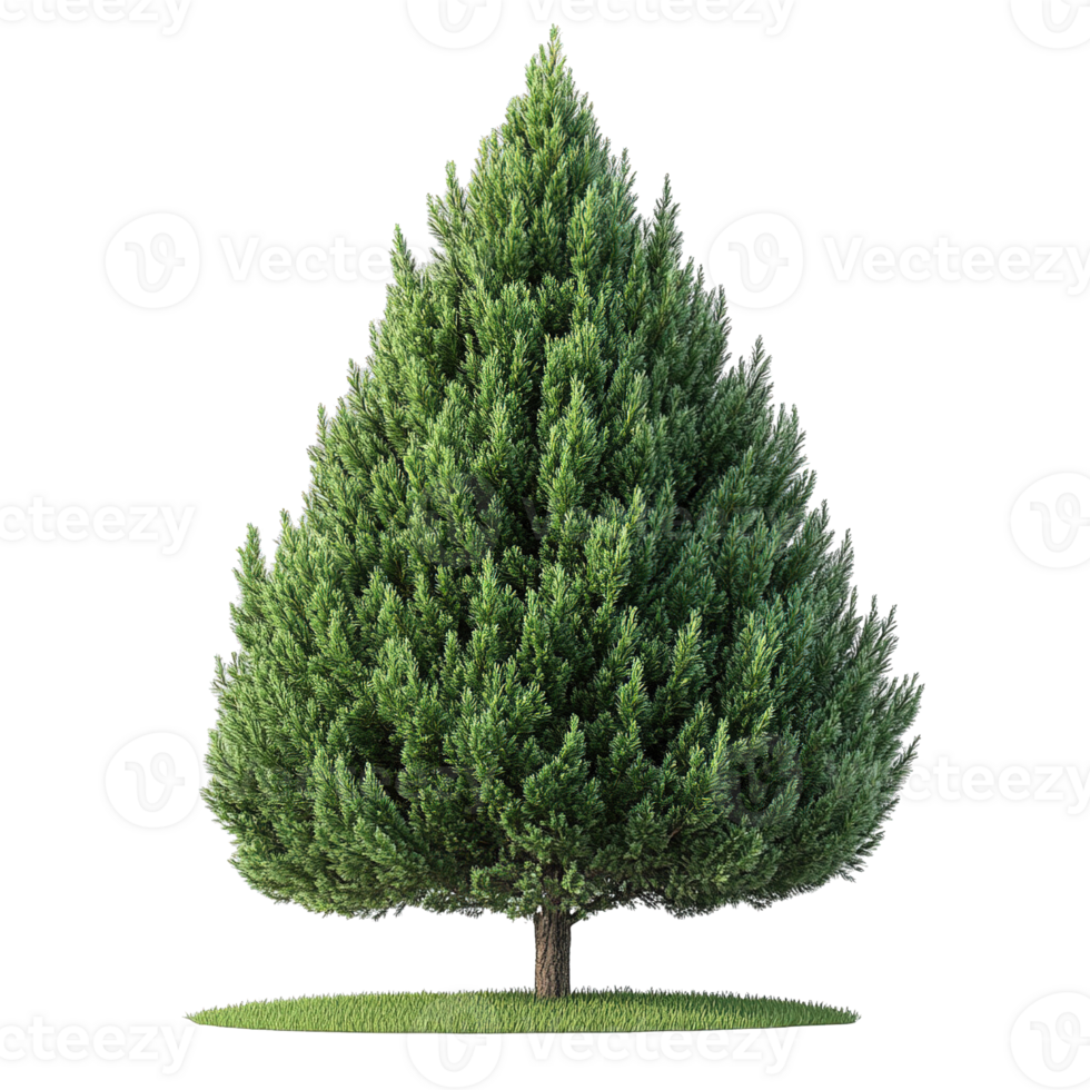 Cedar Tree with Dense Needles and Balanced Conical Shapes png