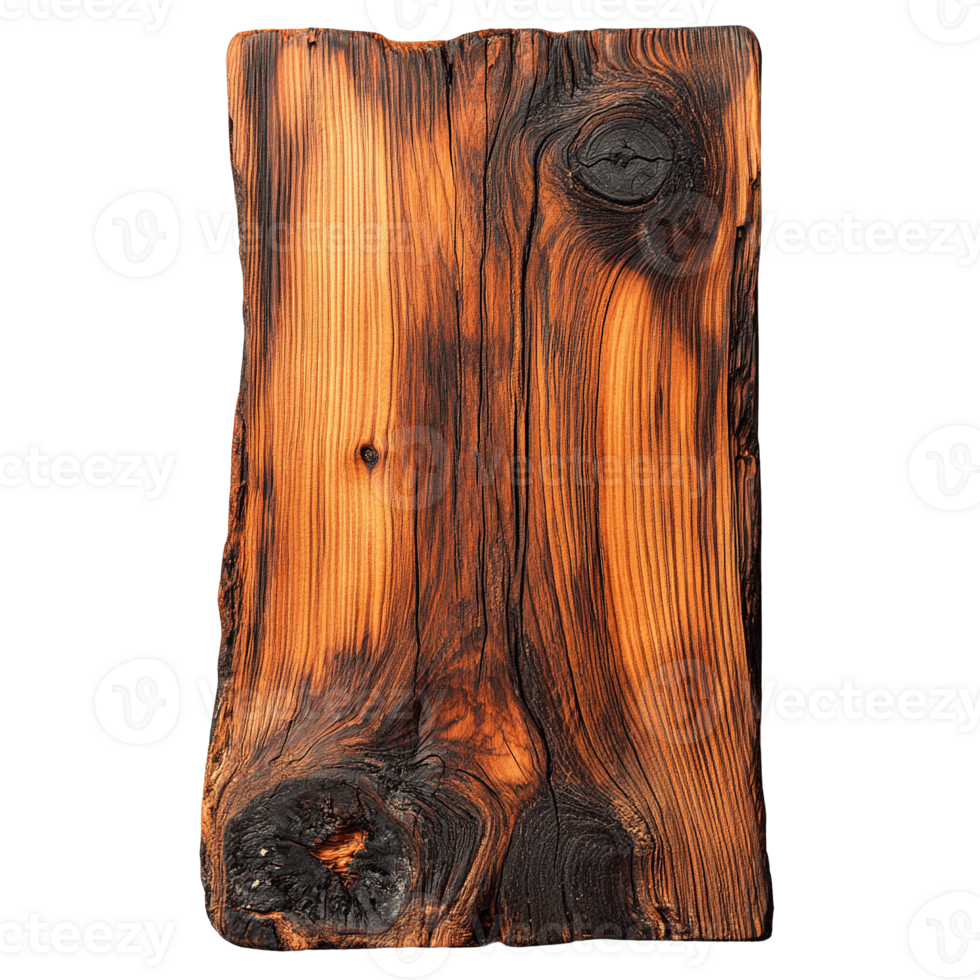 Textured Cedar Wood Plank with Warm Reddish-Brown Hues on Transparent Background png