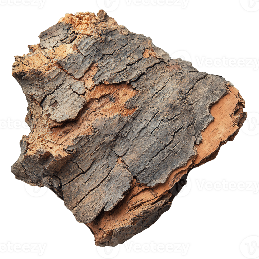 Detailed View of Cork Oak Bark with Rustic Charm and Textured Details on Transparent Background png