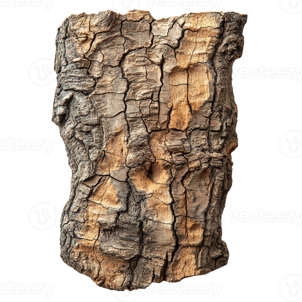 Cork Tree Bark Fragments with Weathered Surfaces and Deep Grooves png