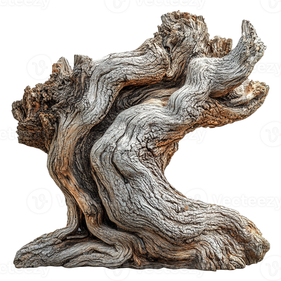 Weathered Tree Stump with Unique Gnarled and Twisted Forms png