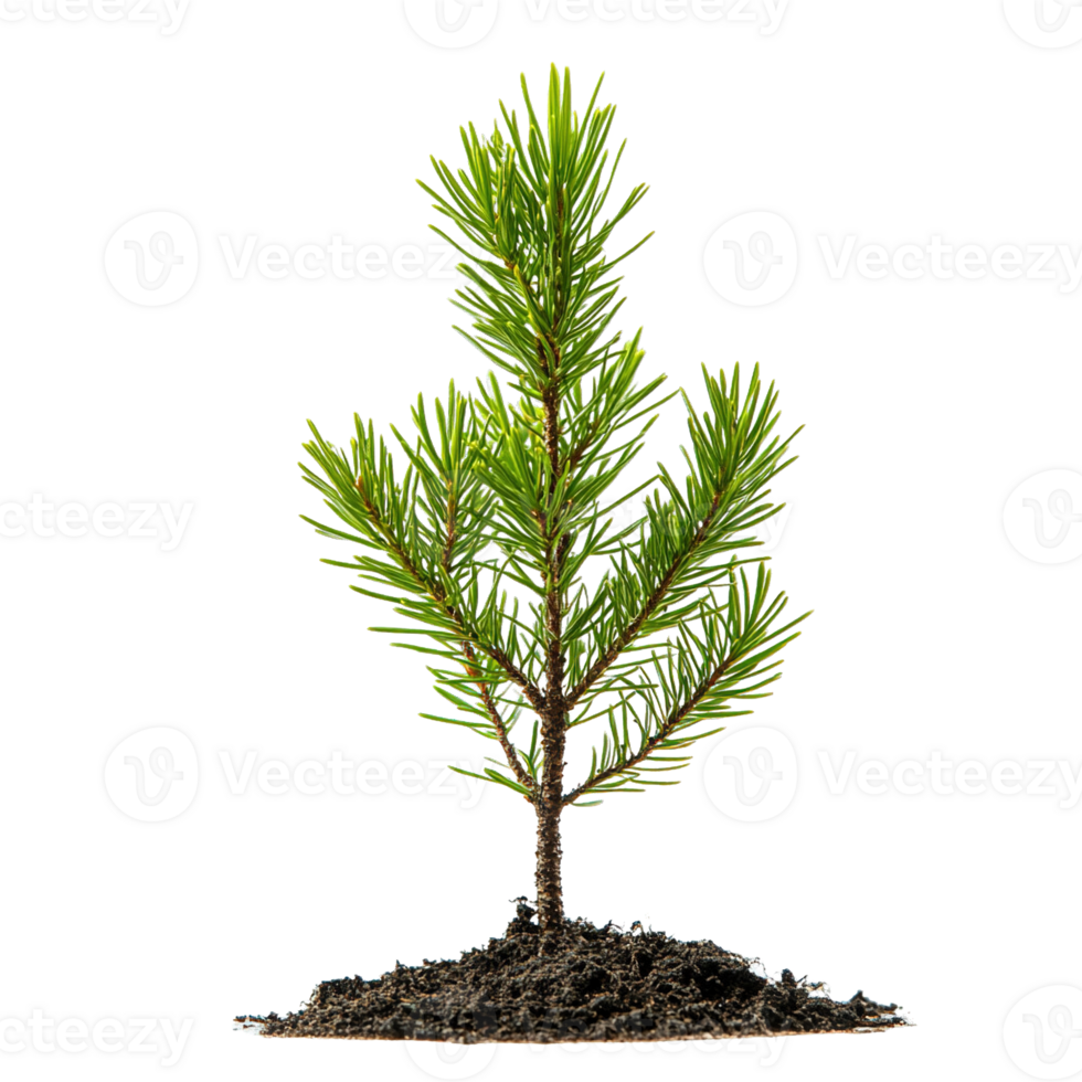 Flourishing Green Pine Tree Needles and Tender Shoots Forming on the Trunk of a Young Coniferous Sapling png