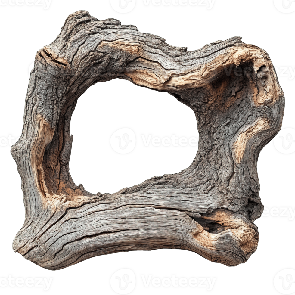 Close-Up of Hollow Log Showing Inner Textures and Natural Openings png