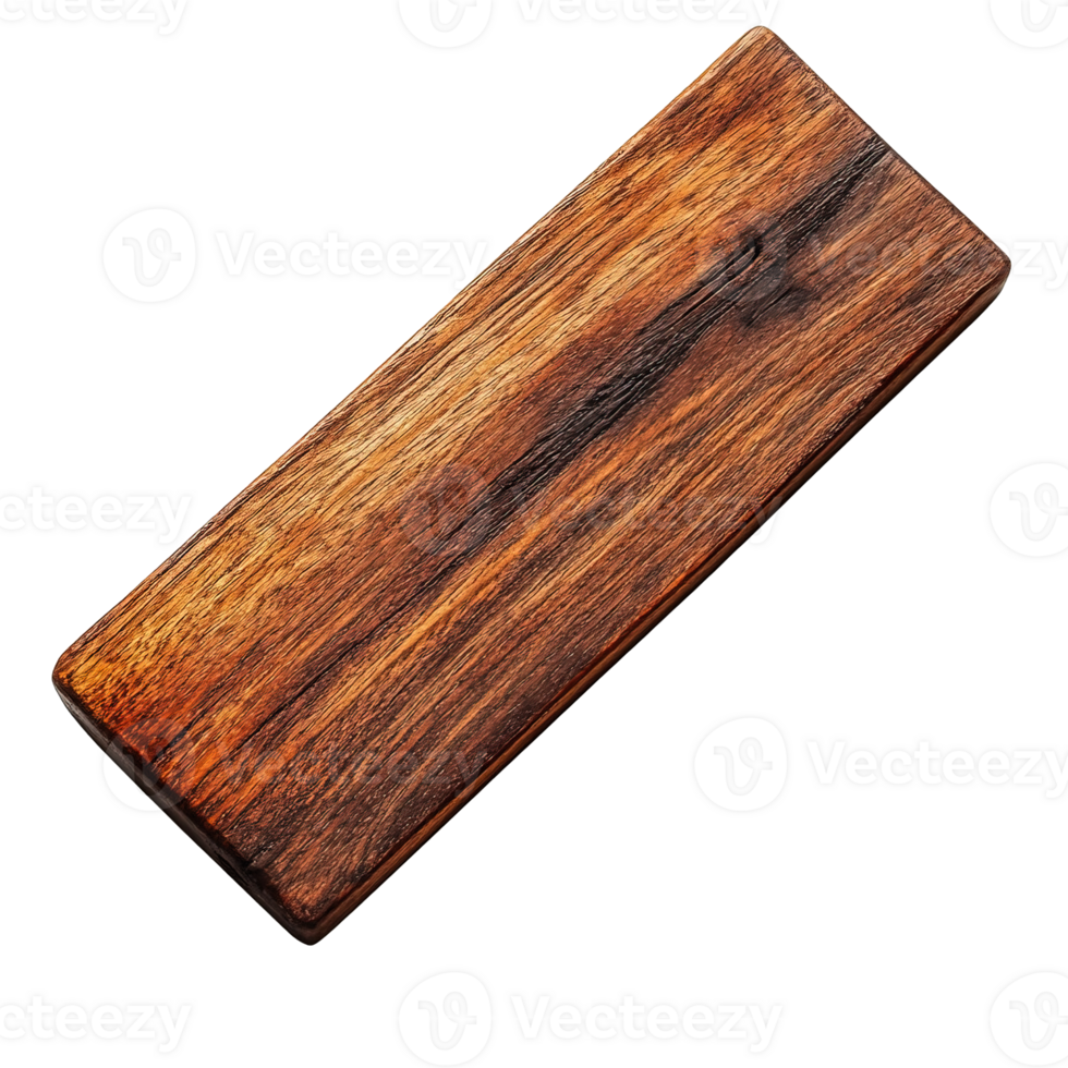 Rustic Mahogany Plank with Warm, Rich Wood Texture Isolated on Transparent Background png