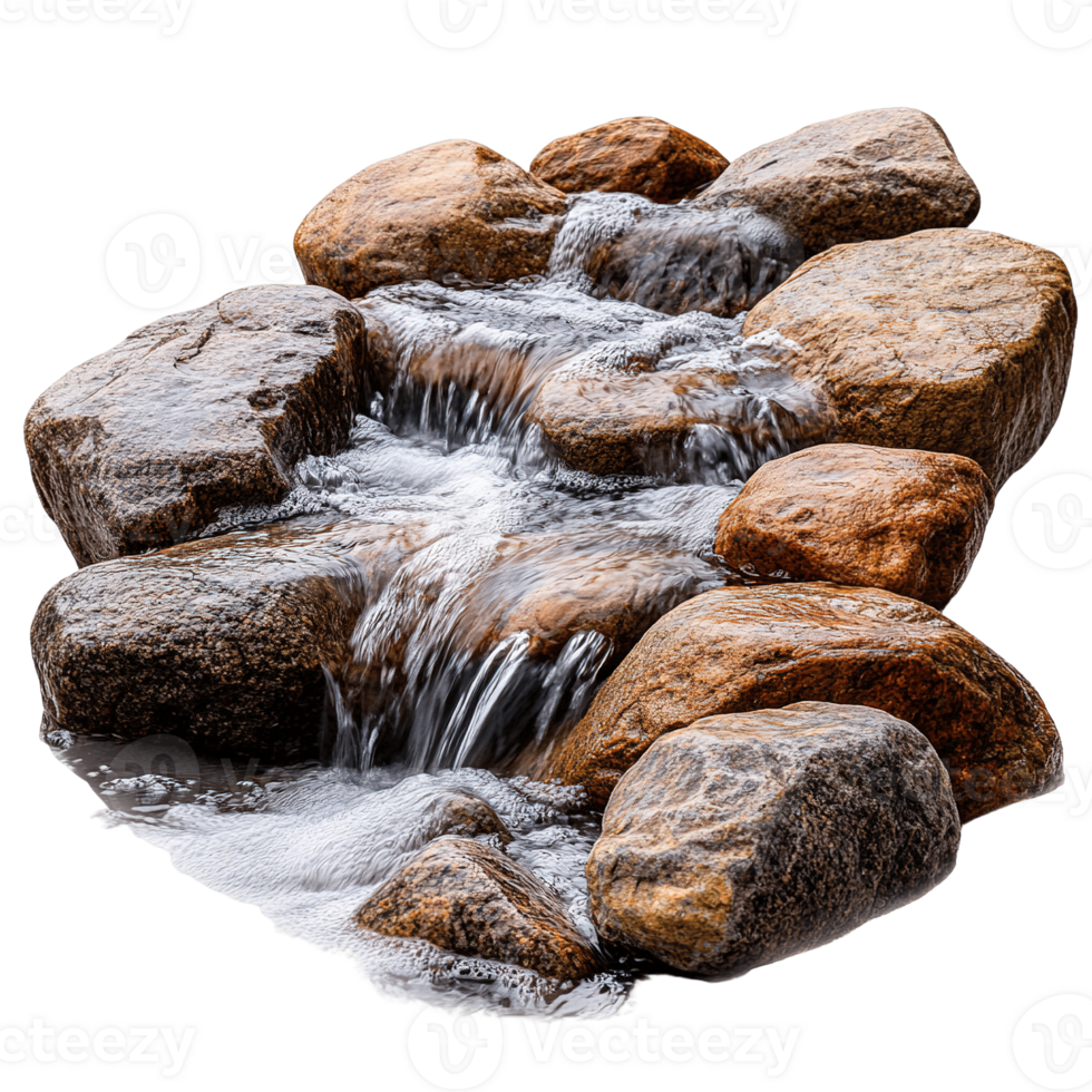 Tranquil Waterfall with Clear Water and Rocky Surroundings Isolated png