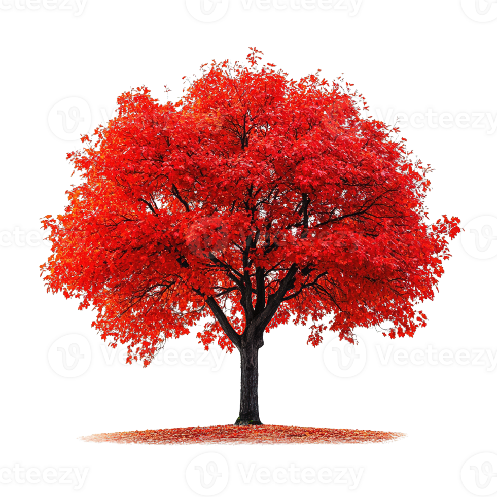 Rich Red Autumn Maple Tree Isolated on Transparent Background png