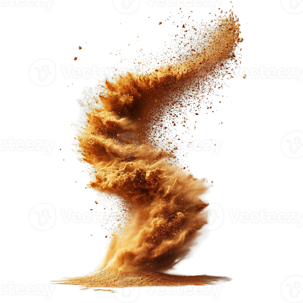 Powerful Sand Tornado Rising from a Desert Mound on Transparent Background png