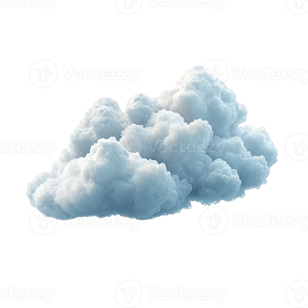 Captivating Fluffy Cloud with Natural Textures and Depth on Transparent Background png