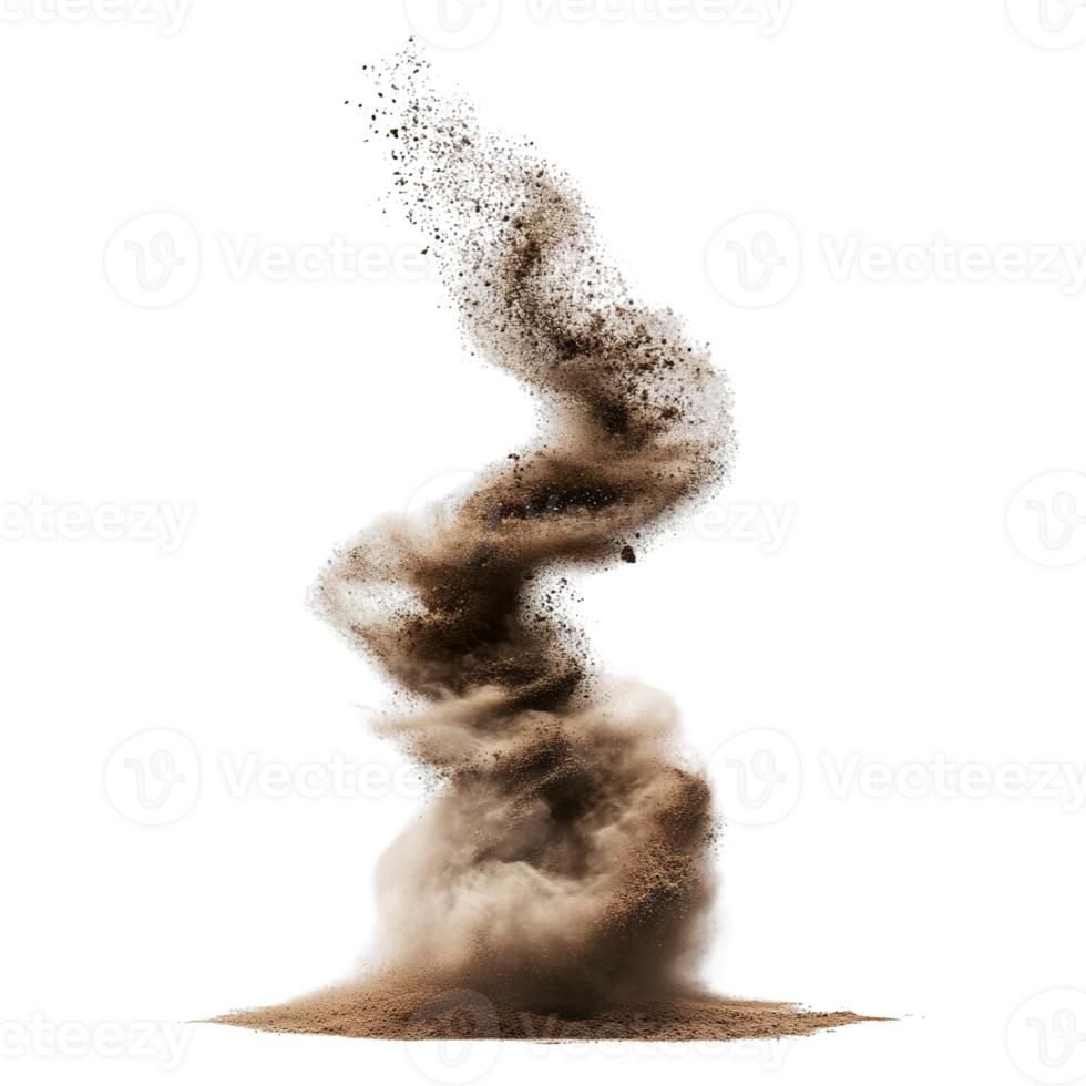 Energetic Sand Twister with Swirling Particles and Upward Motion png