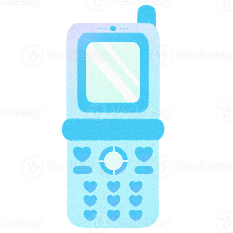 Vaporwave Blue Cell phone Retro style 90s 80s clipart isolated illustration hand drawn png