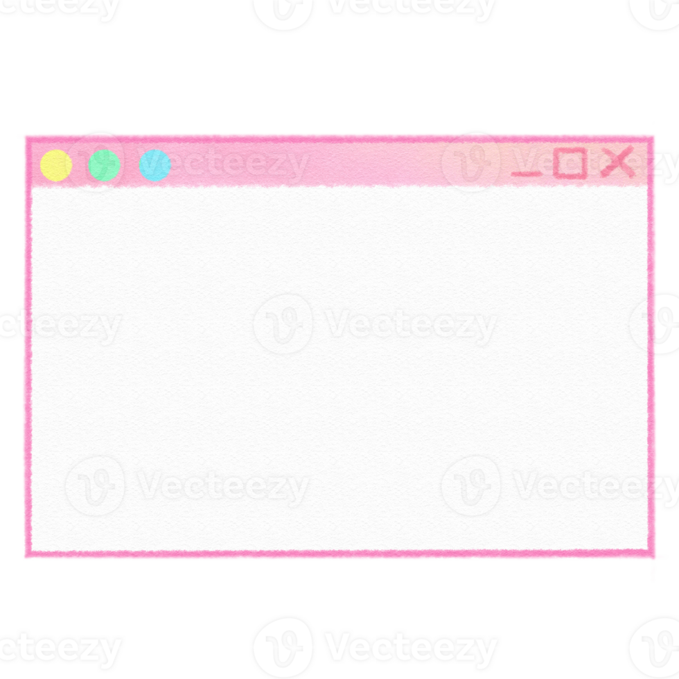 Vaporwave Pink Window on pc with wave images style 90s 80s clipart isolated illustration hand drawn png
