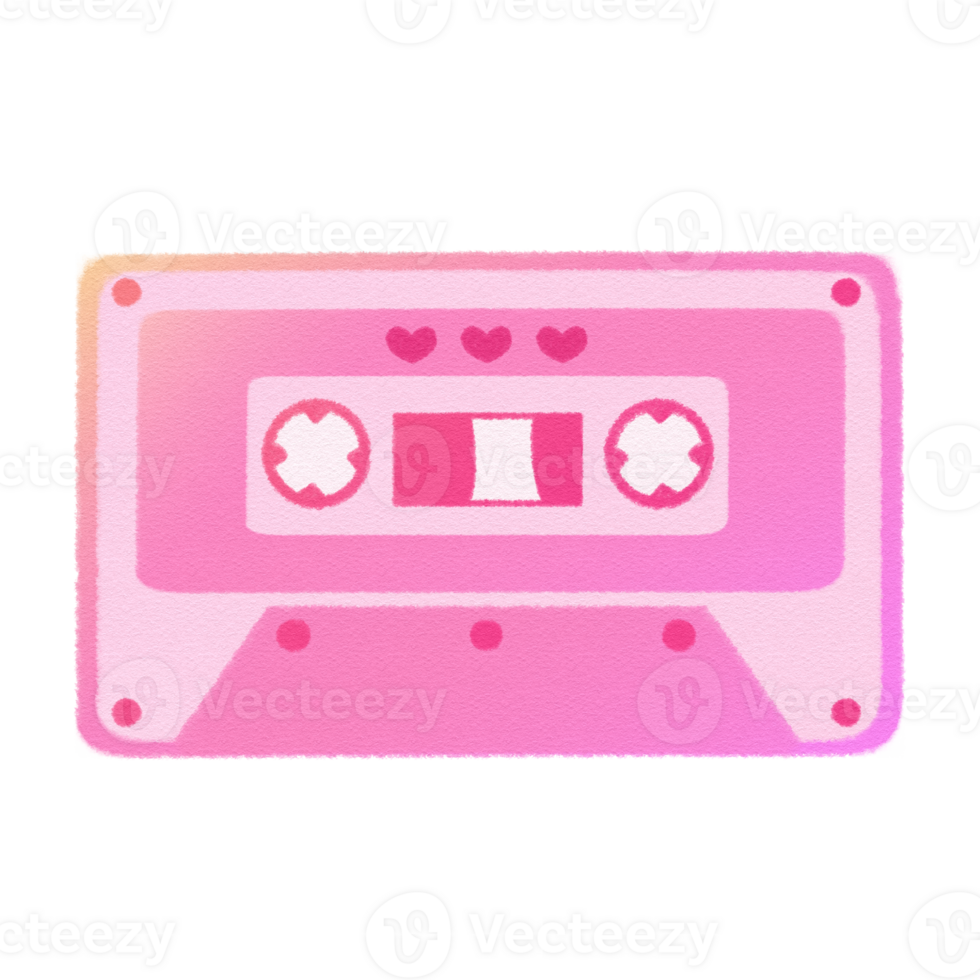 Vaporwave Pink Cassette tape Retro style 90s 80s clipart isolated illustration hand drawn png