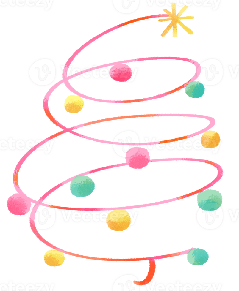 Christmas Tree easy drawing line Crayons painting illustration hand drawn isolated for Christmas decorations png