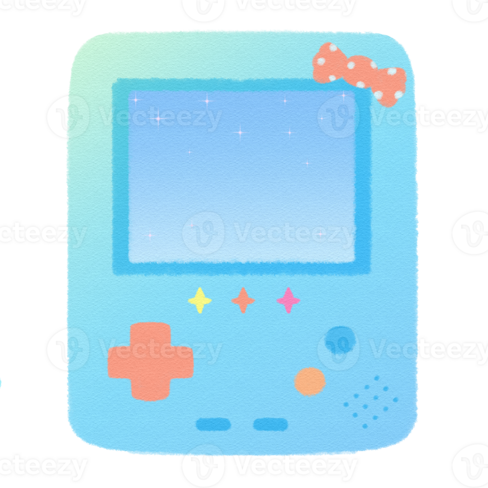Vaporwave Blue Game boy Game control Retro style 90s 80s clipart isolated illustration hand drawn png
