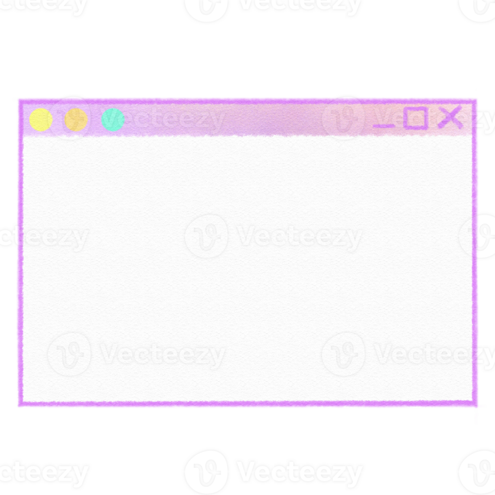 Vaporwave Purple Window on pc with wave images style 90s 80s clipart isolated illustration hand drawn png