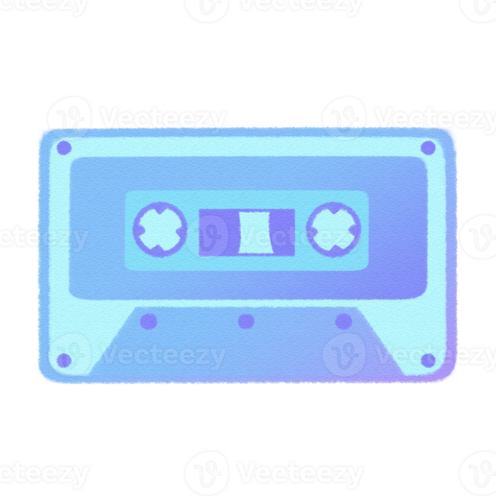 Vaporwave Blue Cassette tape Retro style 90s 80s clipart isolated illustration hand drawn png