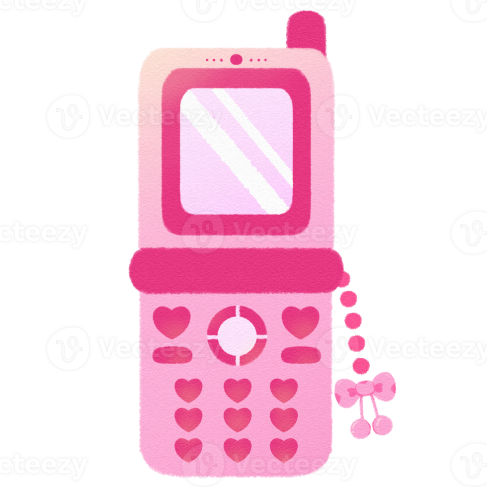 Vaporwave Pink Cell phone Retro style 90s 80s clipart isolated illustration hand drawn png