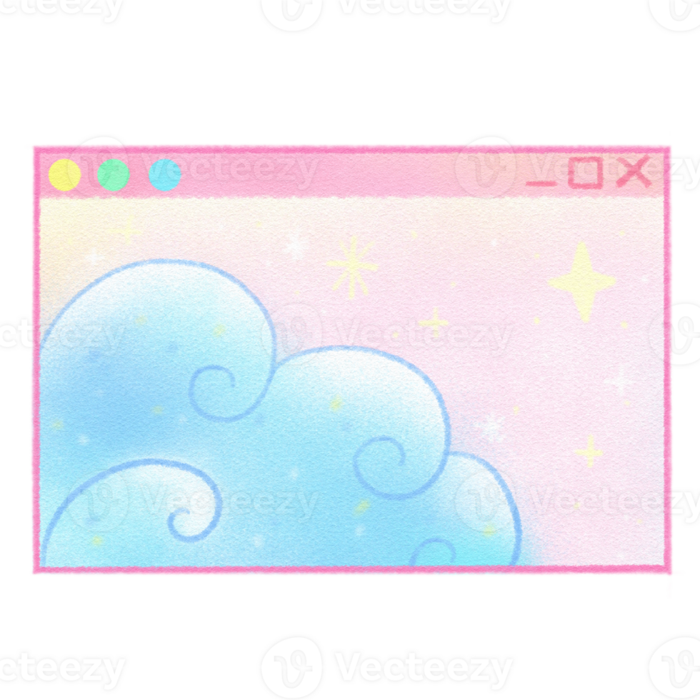 Vaporwave Window on pc with wave images style 90s 80s clipart isolated illustration hand drawn png