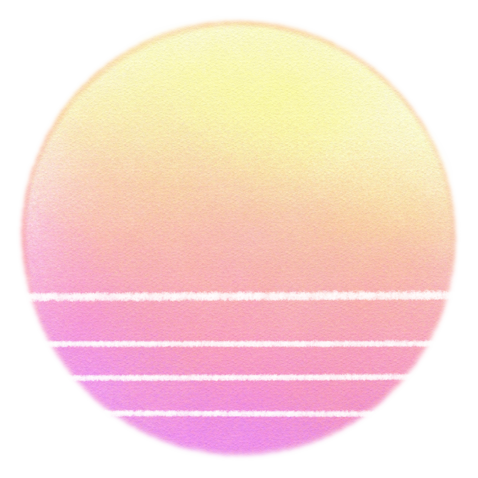 Vaporwave Sunset Retro style 90s 80s clipart isolated illustration hand drawn png