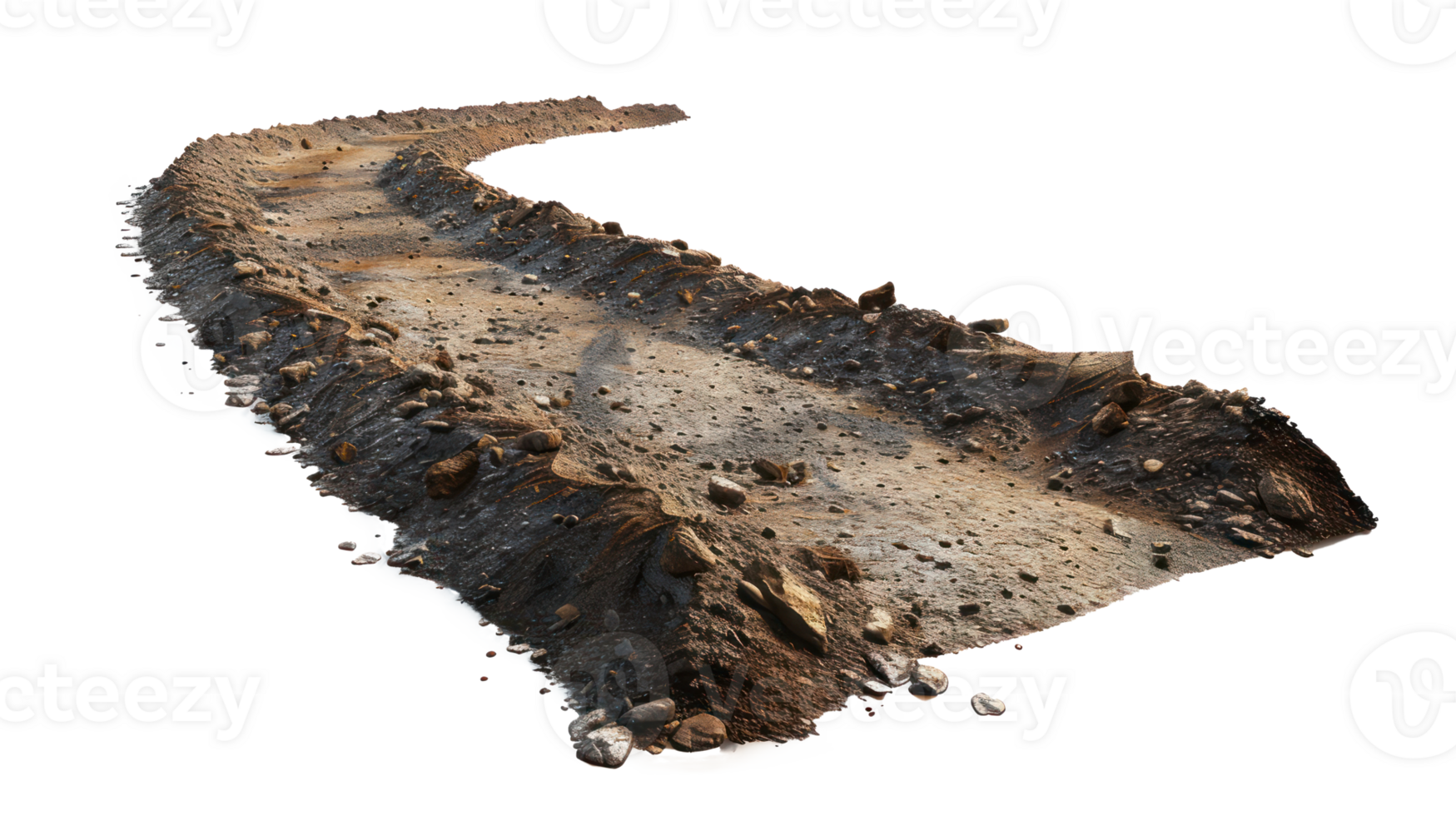 3D Soil-Stabilized Roads top view isolate on transparency background png