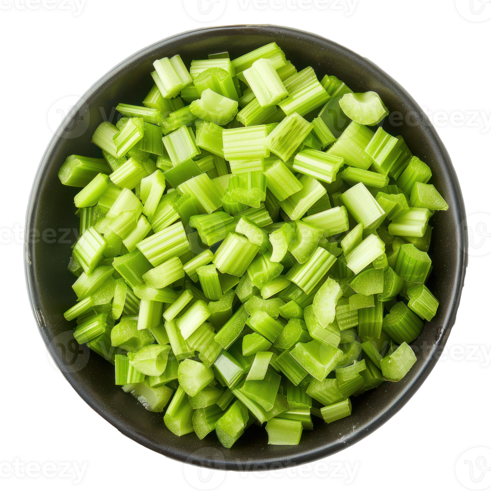 Chopped celery top view isolate on transparency background png