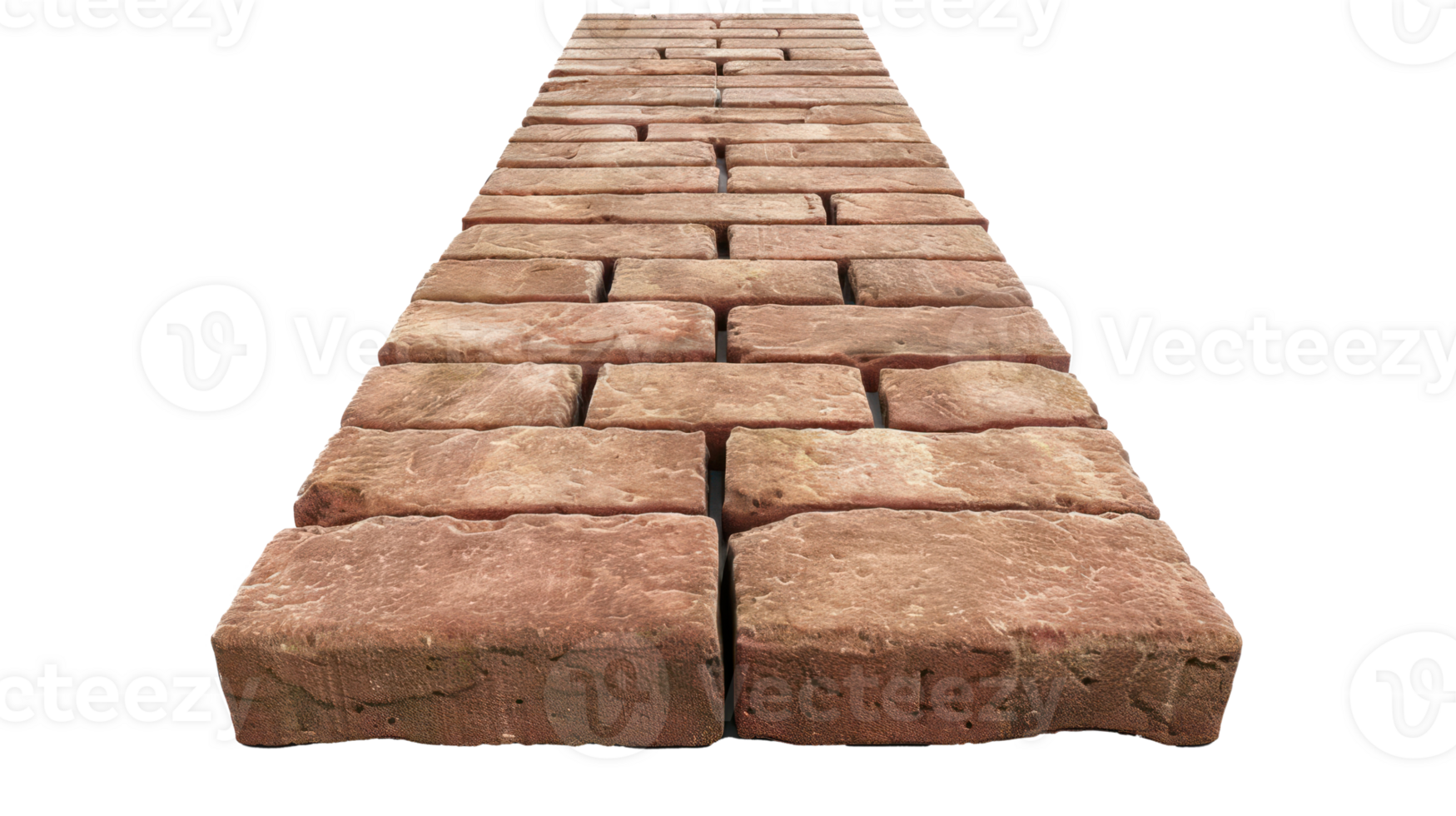 3D Brick road top view isolate on transparency background png