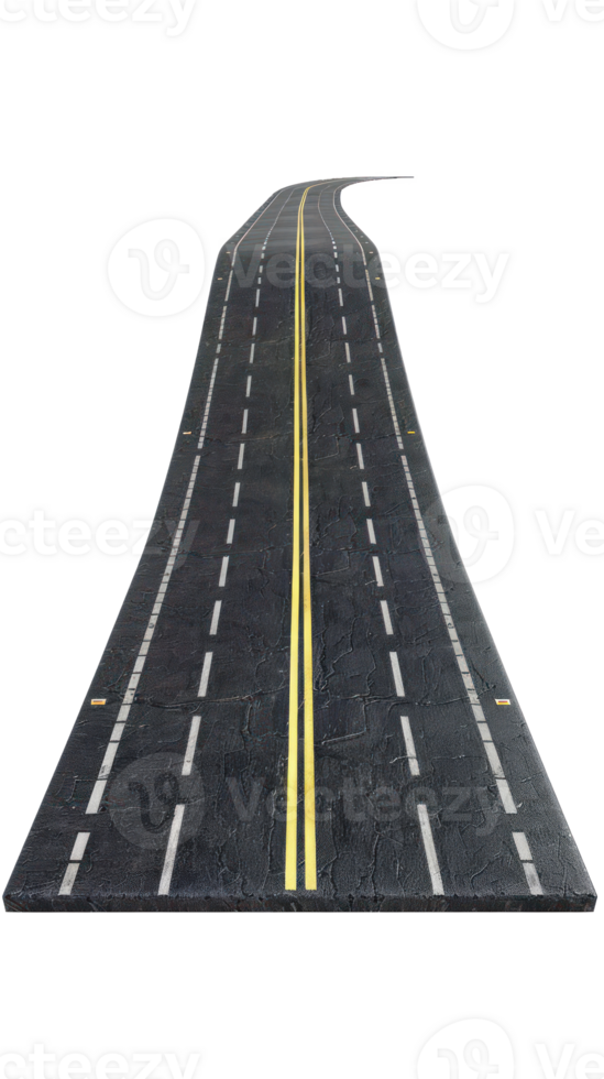 3d asphalt road isolate on transparency background png