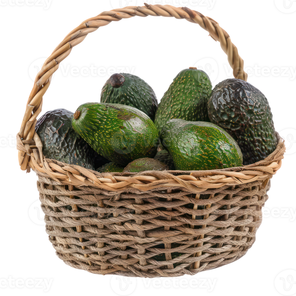 Avocado in a basket isolate on transparency background png