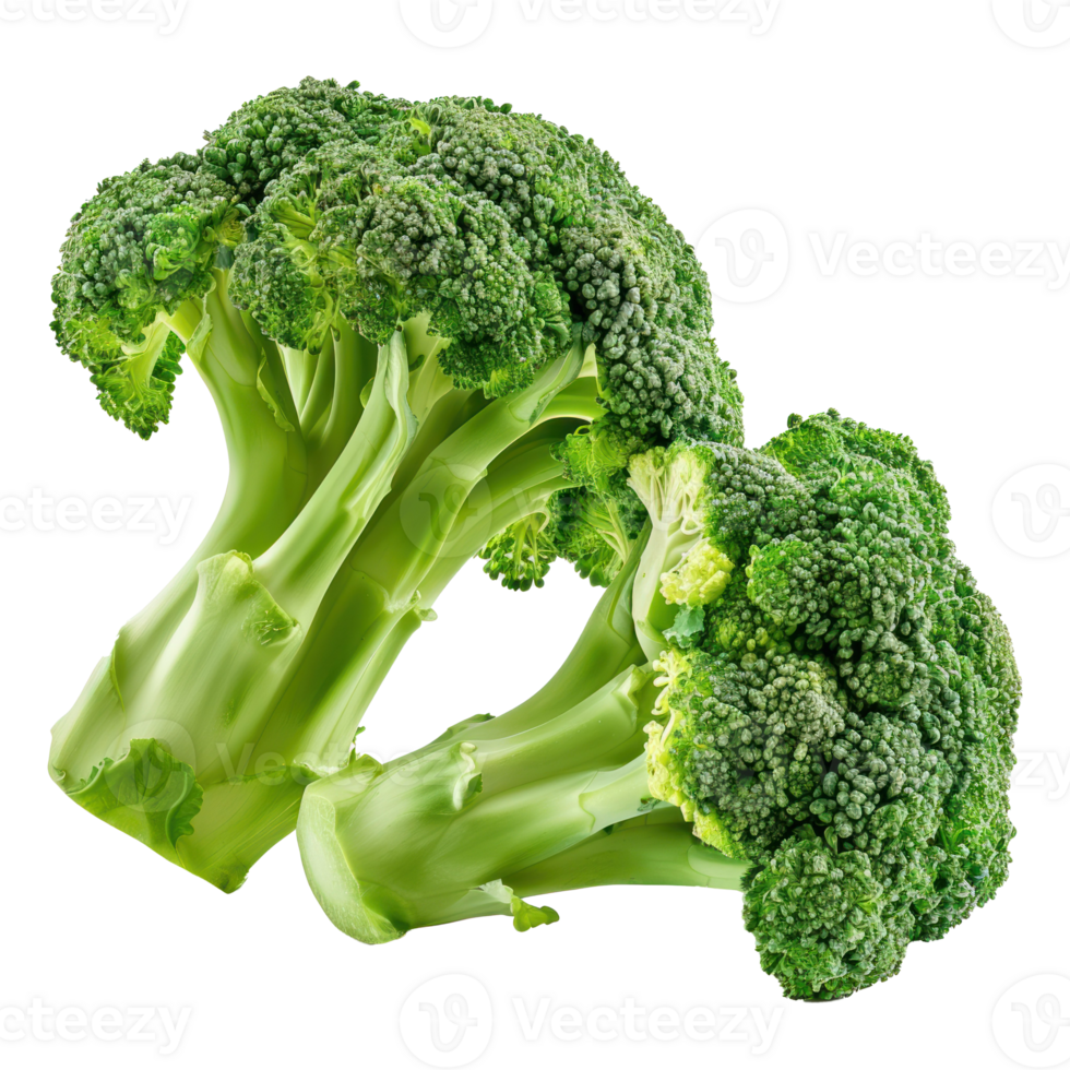 whole and half Broccoli isolate on transparency background png