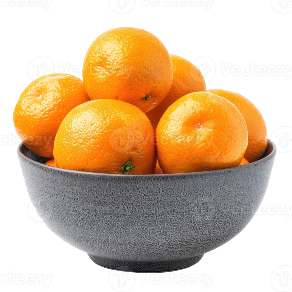 Fresh Orange in a bowl front view isolate on transparency background png