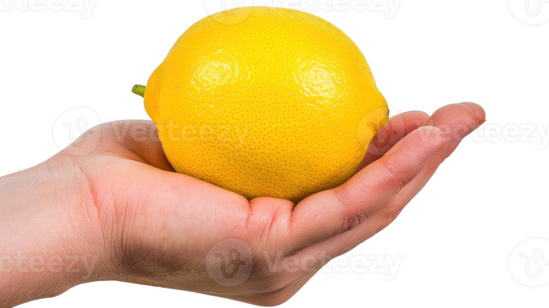 hand holding Lemon, clipping path isolate on transparency background png
