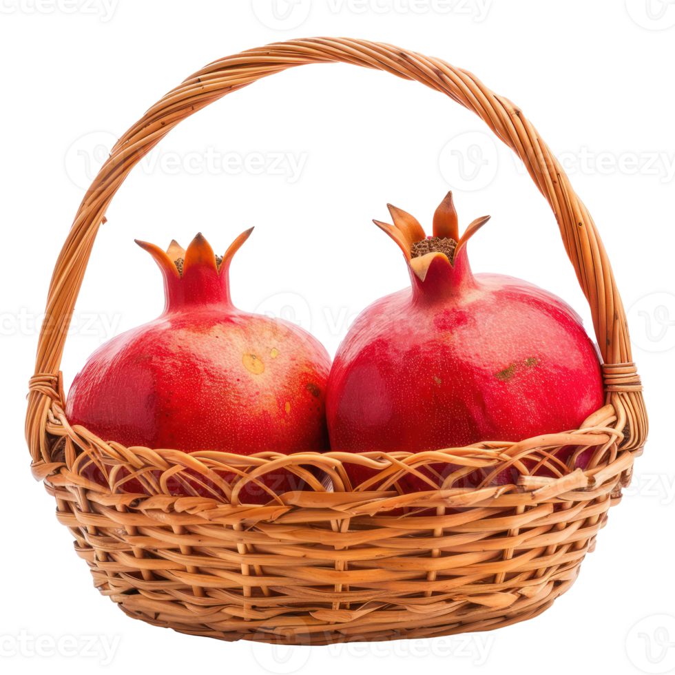 Pomegranate in a basket isolate on transparency background png