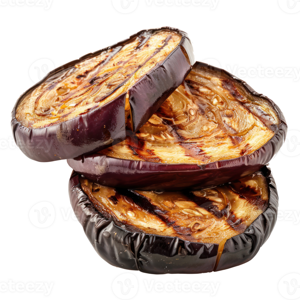 Grilled eggplant slices isolate on transparency background png