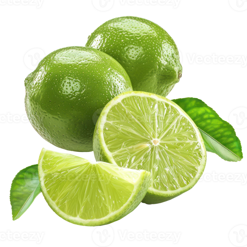 Lime with a slice Lime isolate on transparency background png