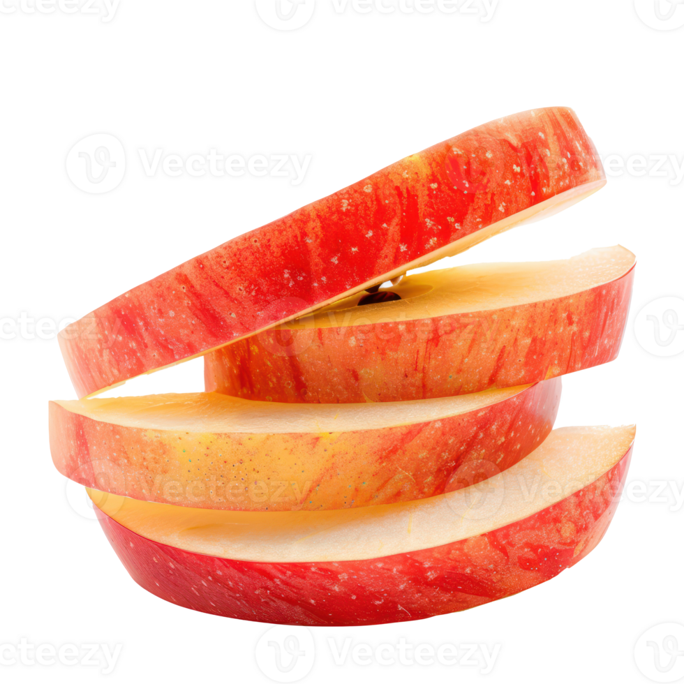 3 small slices of Apple isolate on transparency background png