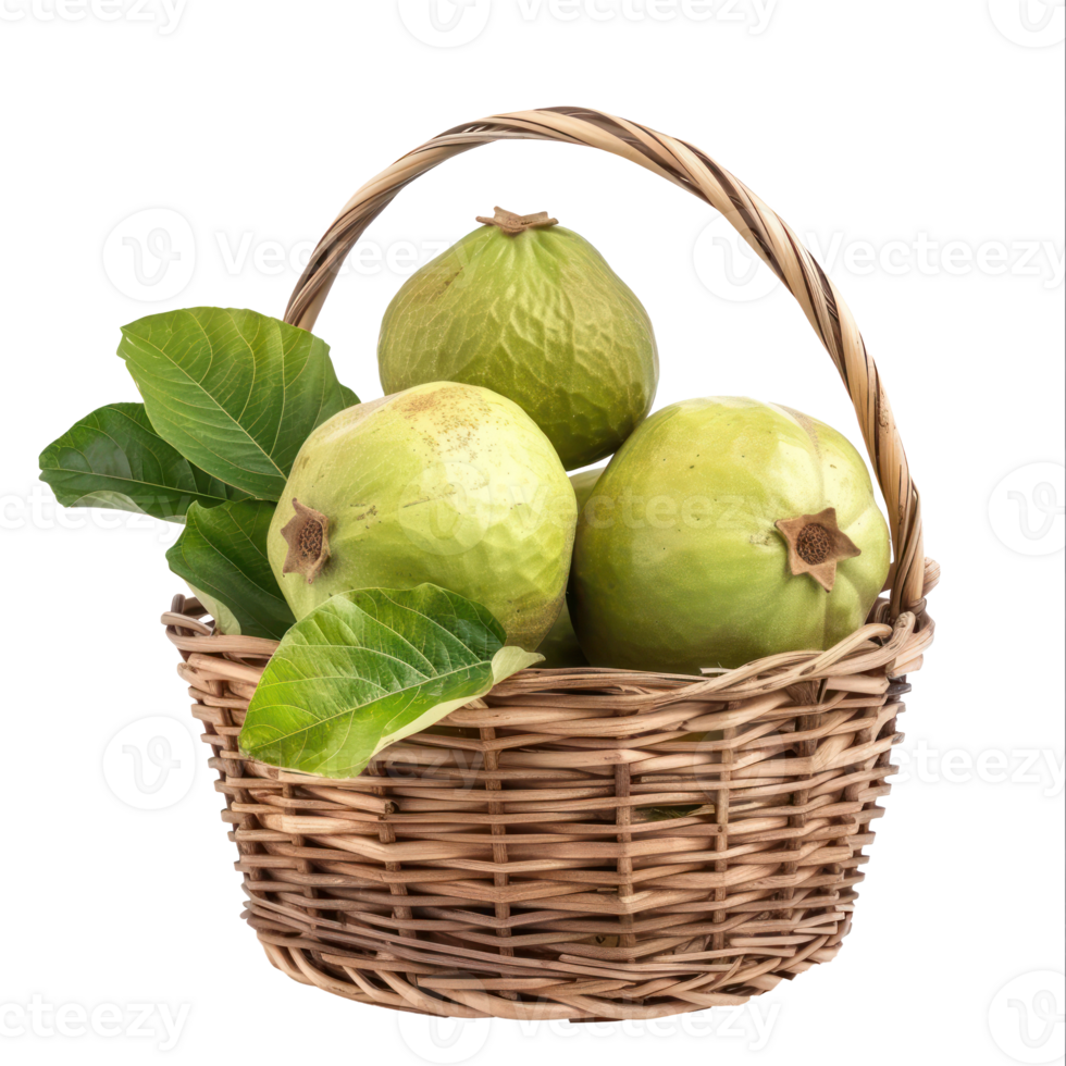 Guava in a basket isolate on transparency background png