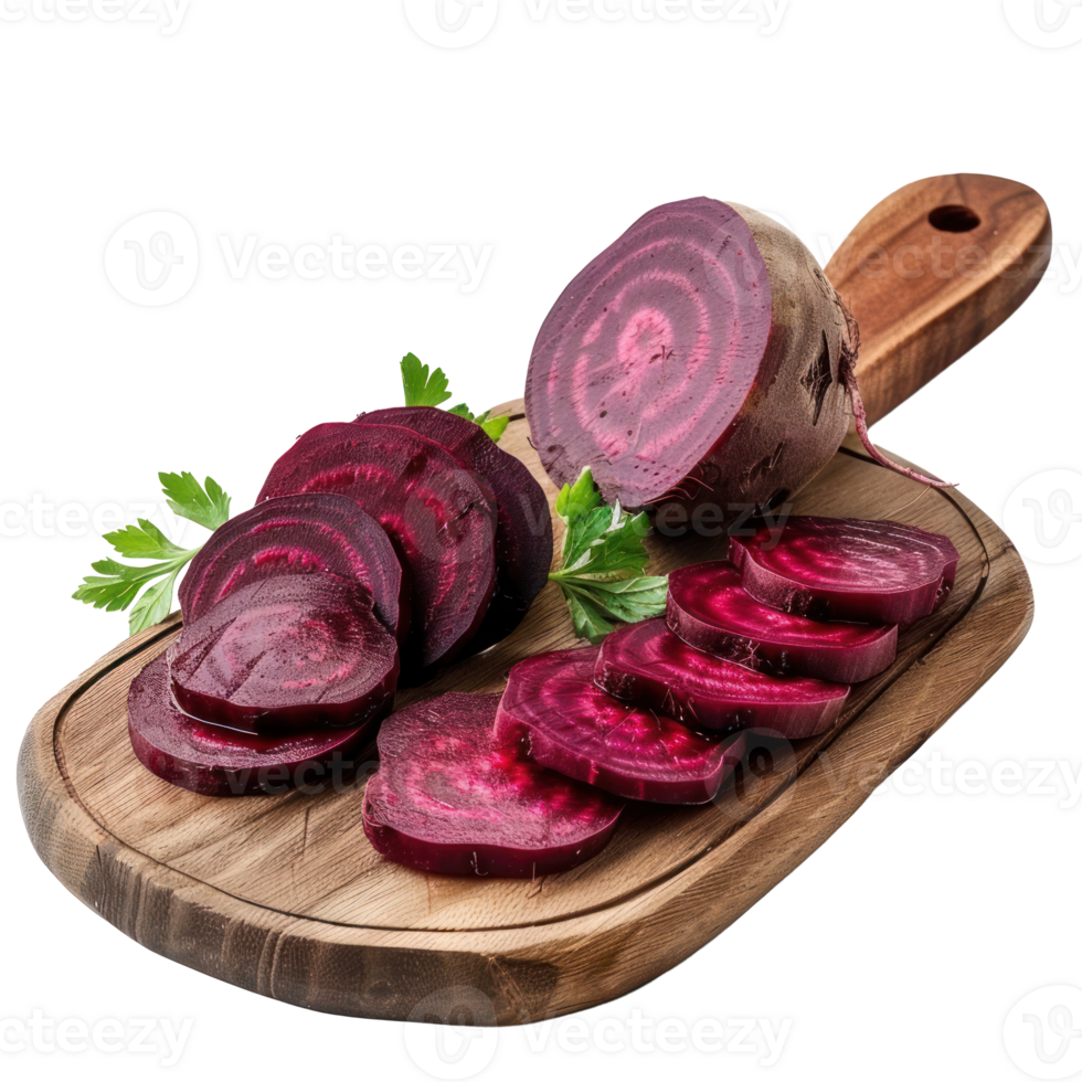 Sliced Beet on chopping board isolate on transparency background png